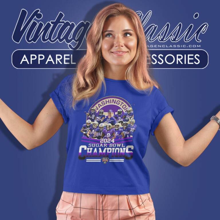 2024 Washington Huskies Sugar Bowl Champions Football Signatures Women T Shirt 2024 Washington Huskies Sugar Bowl Champions Football Signatures Women T Shirt