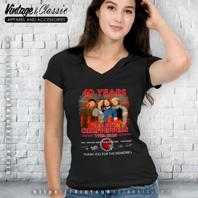 40 Years Red Hot Chili Peppers 1983 2023 Signatures Vneck 40 Years Red Hot Chili Peppers 1983 2023 Signatures Vneck
