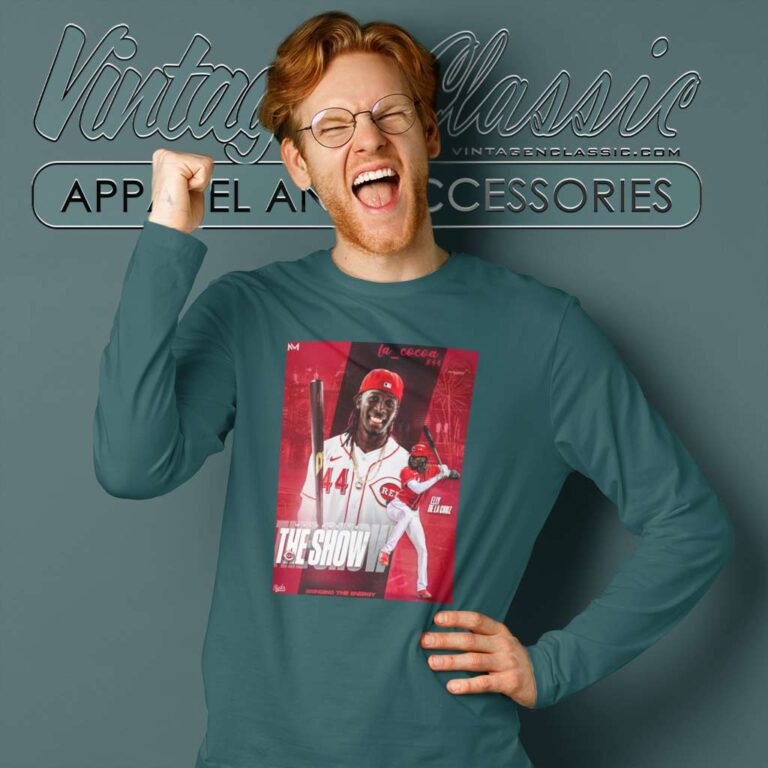 44 Ss Elly De La Cruz Star Cincinnati Reds Long Sleeve Tee 44 Ss Elly De La Cruz Star Cincinnati Reds Long Sleeve Tee