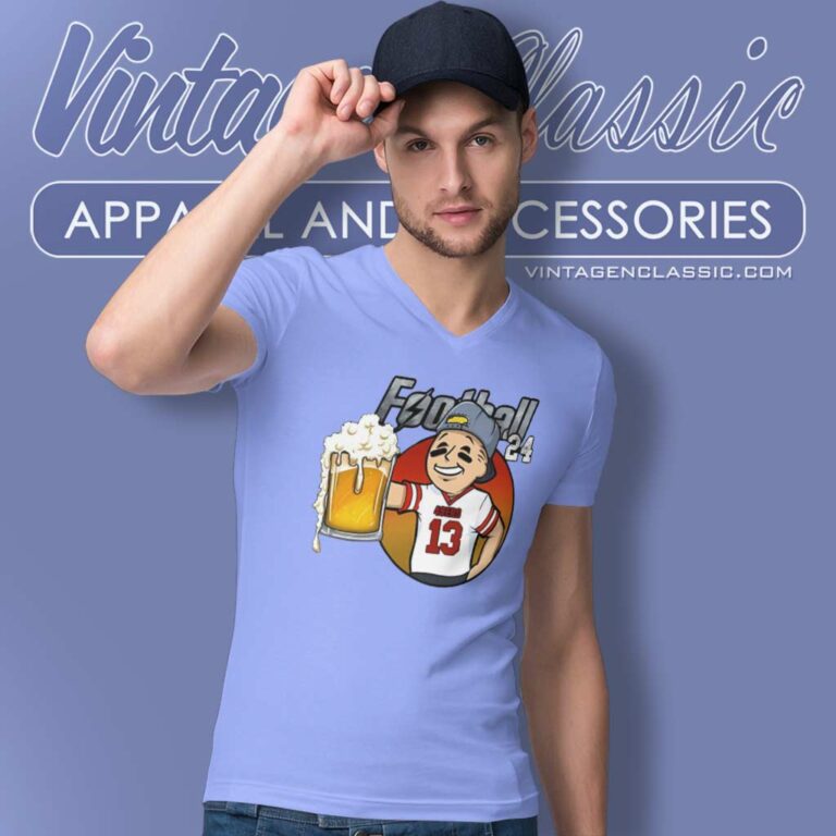 49ers Beer Fallout Football 24 V Neck TShirt 49ers Beer Fallout Football 24 V Neck TShirt