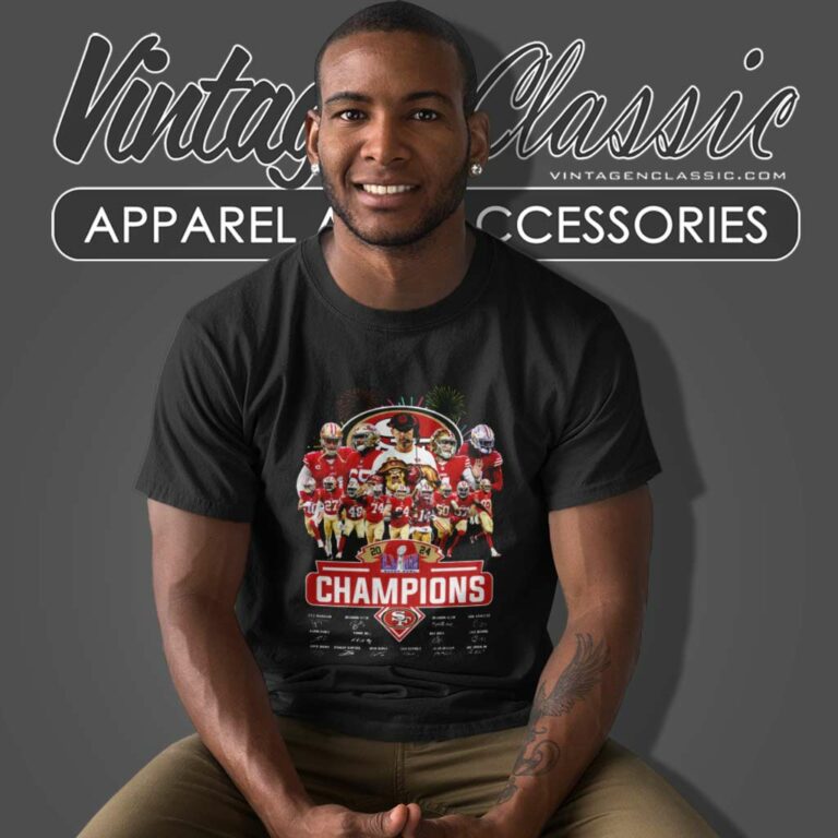 49ers Super Bowl Lviii Champions Signatures T Shirt 49ers Super Bowl Lviii Champions Signatures T Shirt