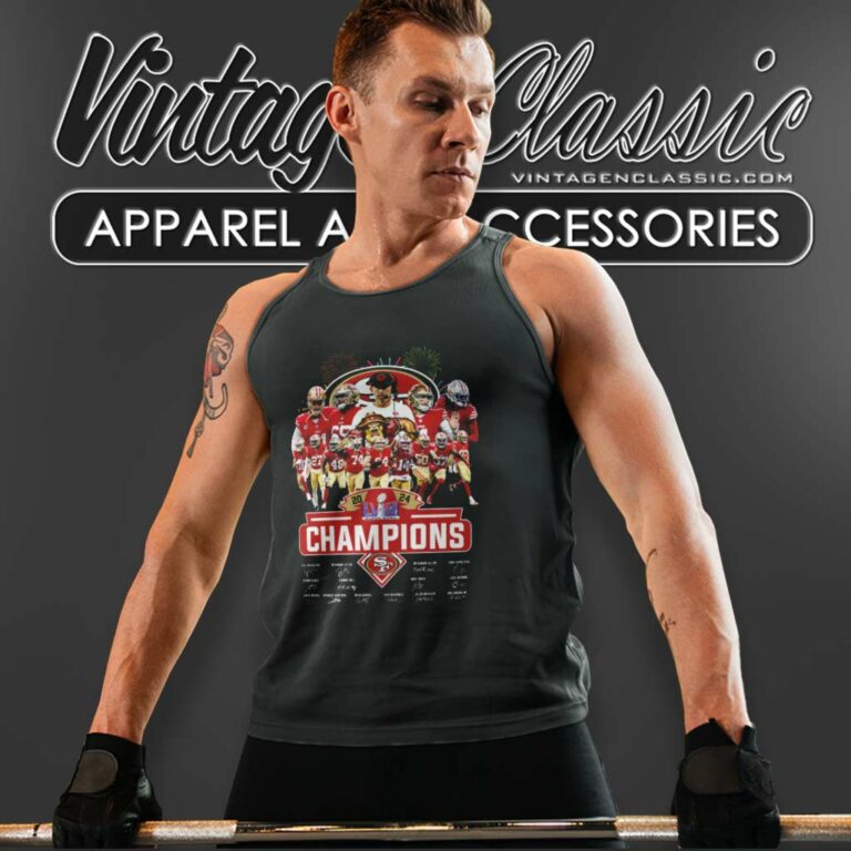 49ers Super Bowl Lviii Champions Signatures Tank Top Racerback 49ers Super Bowl Lviii Champions Signatures Tank Top Racerback