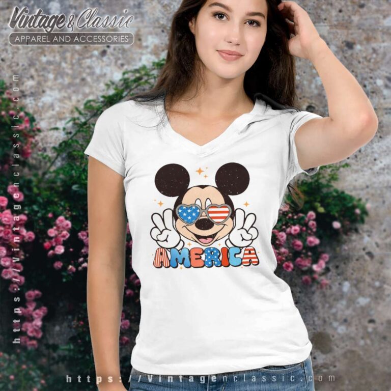 4th Of July Mickey American Freedom V Neck TShirt 4th Of July Mickey American Freedom V Neck TShirt