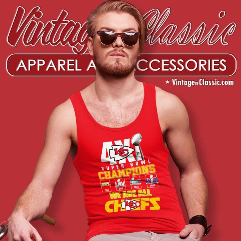 4x Super Bowl Champions 2023 We Are All Chiefs Tank Top Racerback 4x Super Bowl Champions 2023 We Are All Chiefs Tank Top Racerback