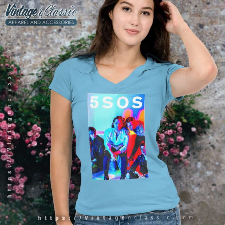 5sos Band Photo V Neck TShirt 5sos Band Photo V Neck TShirt
