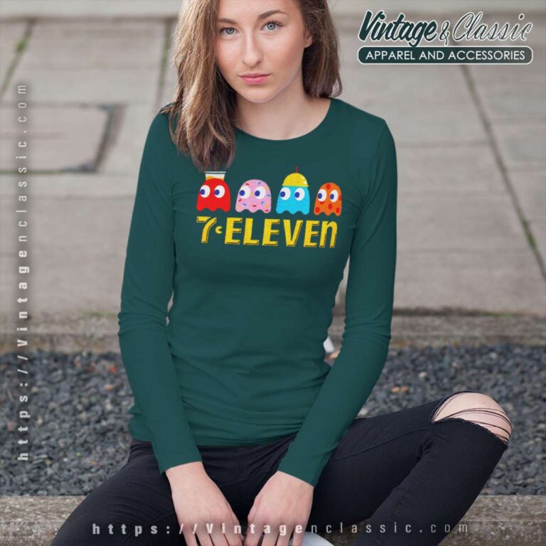 7 Eleven Pac Man Retro Snack Ghosts Long Sleeve Tee 7 Eleven Pac Man Retro Snack Ghosts Long Sleeve Tee