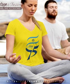 75 Years Of Israel Flag Shirt I Stand With Israel V Neck TShirt