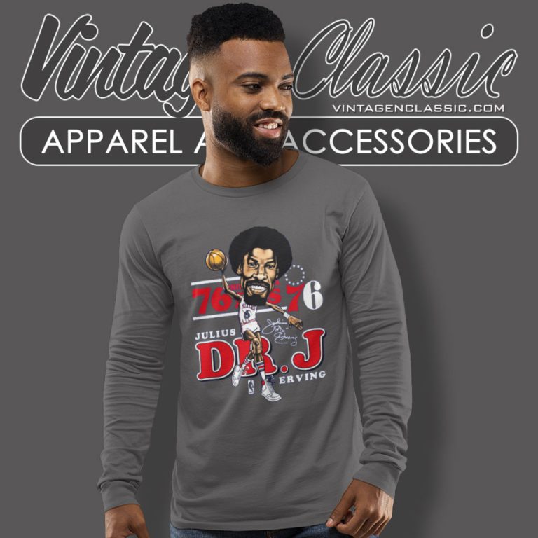 76ers Julius Erving Dr J Long Sleeve Tee 76ers Julius Erving Dr J Long Sleeve Tee