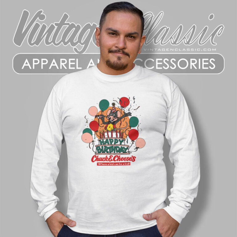 80s Chuck E Cheeses Happy Birthday Shirt Video Game Long Sleeve Tee 80s Chuck E Cheeses Happy Birthday Shirt Video Game Long Sleeve Tee