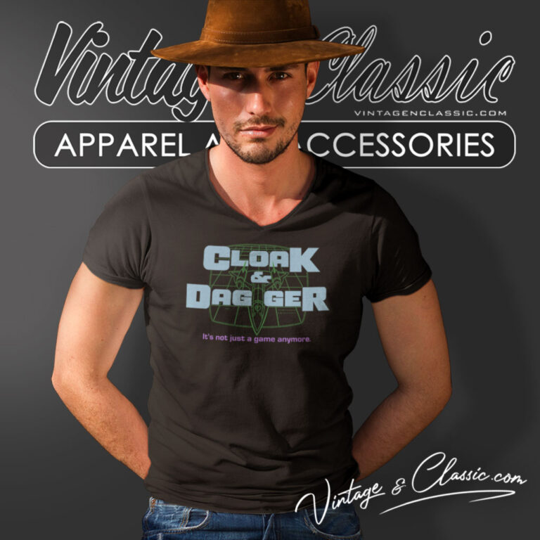 80s Vintage Cloak Dagger Game V Neck TShirt 80s Vintage Cloak Dagger Game V Neck TShirt