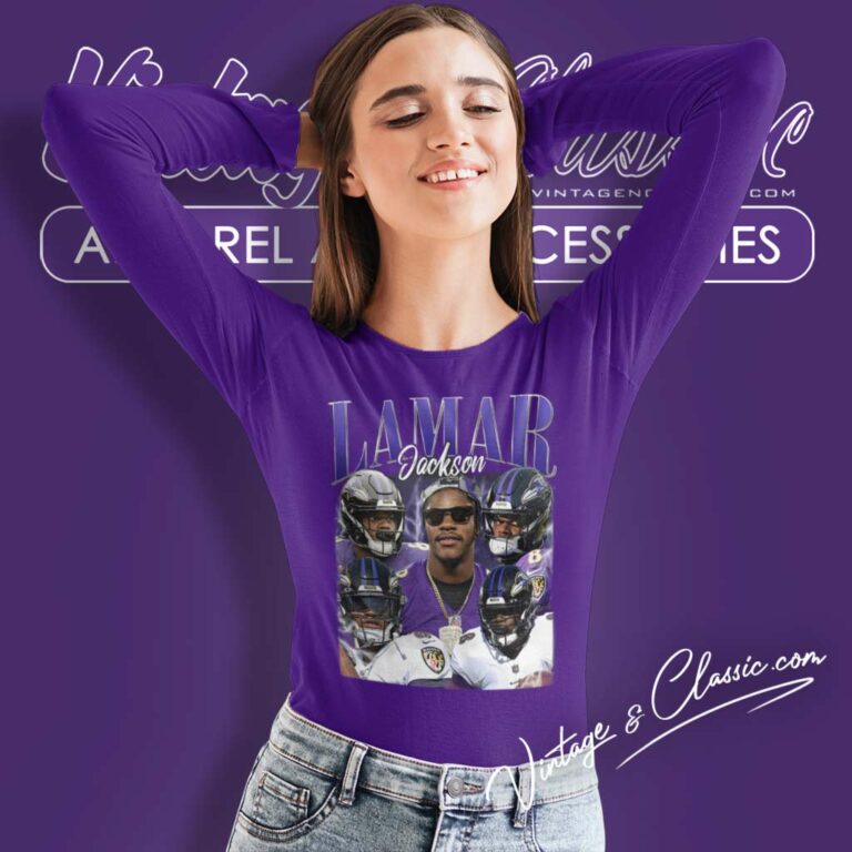 90s Lamar Jackson Baltimore Ravens Long Sleeve Tee 90s Lamar Jackson Baltimore Ravens Long Sleeve Tee