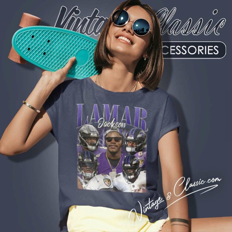 90s Lamar Jackson Baltimore Ravens Women TShirt 90s Lamar Jackson Baltimore Ravens Women TShirt