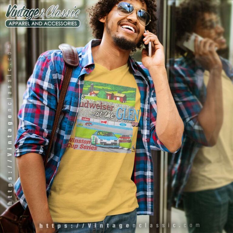 90s Nascar Budweiser At The Glen V Neck TShirt 90s Nascar Budweiser At The Glen V Neck TShirt