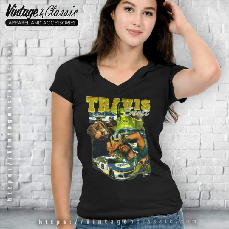 90s Travis Scott Nascar Racing V Neck TShirt 90s Travis Scott Nascar Racing V Neck TShirt