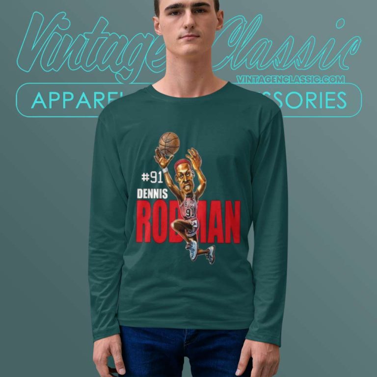 91 Dennis Rodman Nba Chicago Bulls Long Sleeve Tee 91 Dennis Rodman Nba Chicago Bulls Long Sleeve Tee
