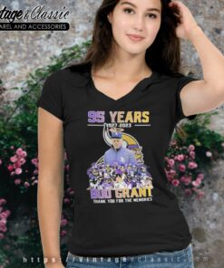 95 Years 1927 2023 Bud Grant Minnesota Vikings Thank You For The Memories Signature V Neck TShirt