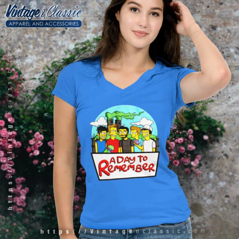 A Day To Remember Simpsons Parody V Neck TShirt A Day To Remember Simpsons Parody V Neck TShirt