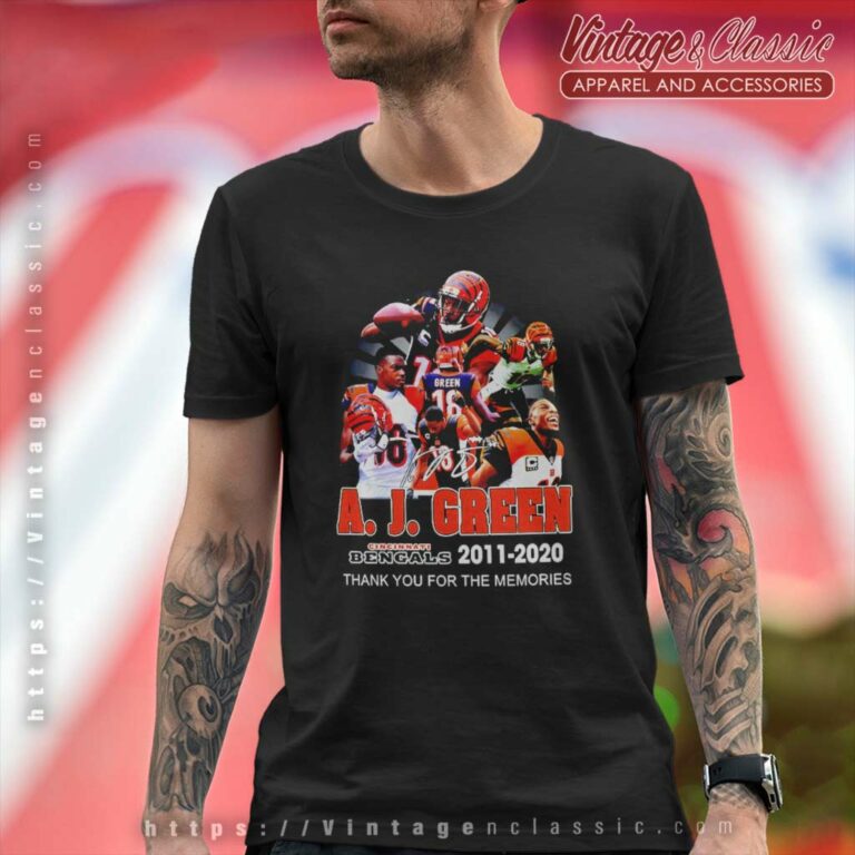 A J Green Cincinnati Bengals Thank You For The Memories Signature T Shirt A J Green Cincinnati Bengals Thank You For The Memories Signature T Shirt