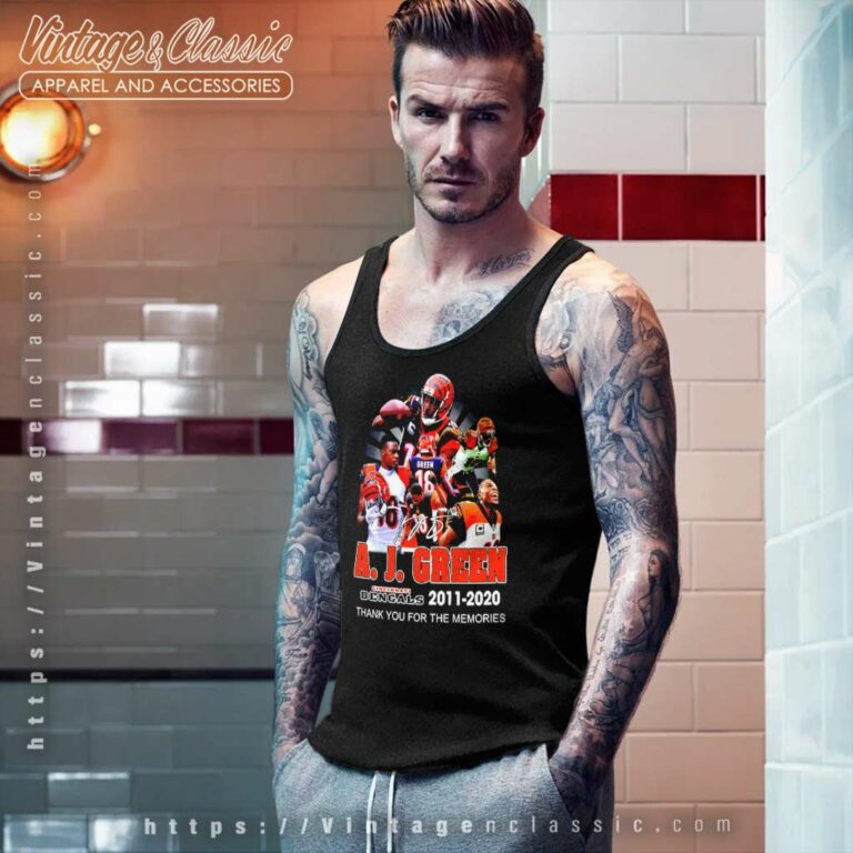 A J Green Cincinnati Bengals Thank You For The Memories Signature Tank Top Racerback A J Green Cincinnati Bengals Thank You For The Memories Signature Tank Top Racerback