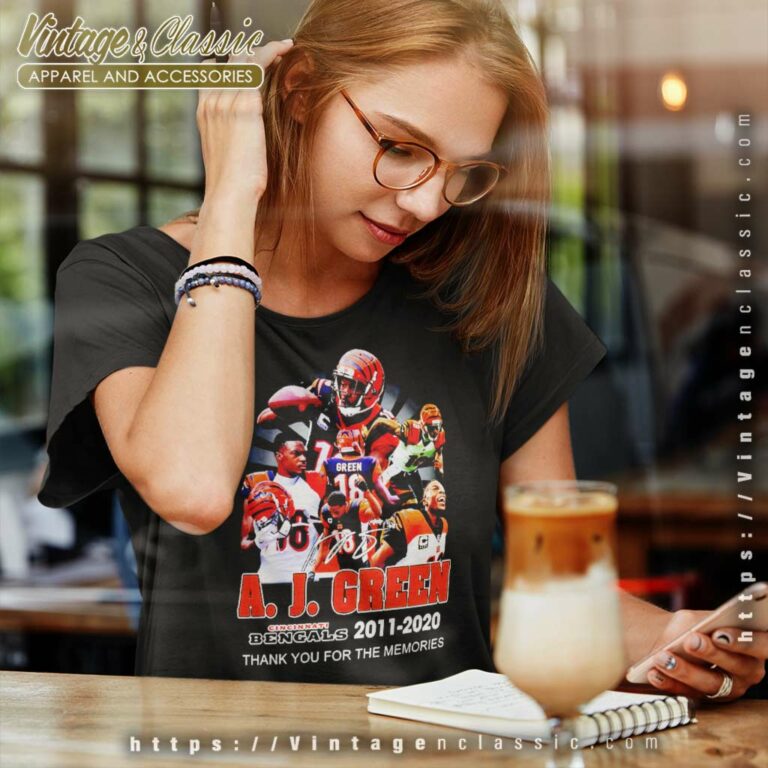 A J Green Cincinnati Bengals Thank You For The Memories Signature Women TShirt A J Green Cincinnati Bengals Thank You For The Memories Signature Women TShirt