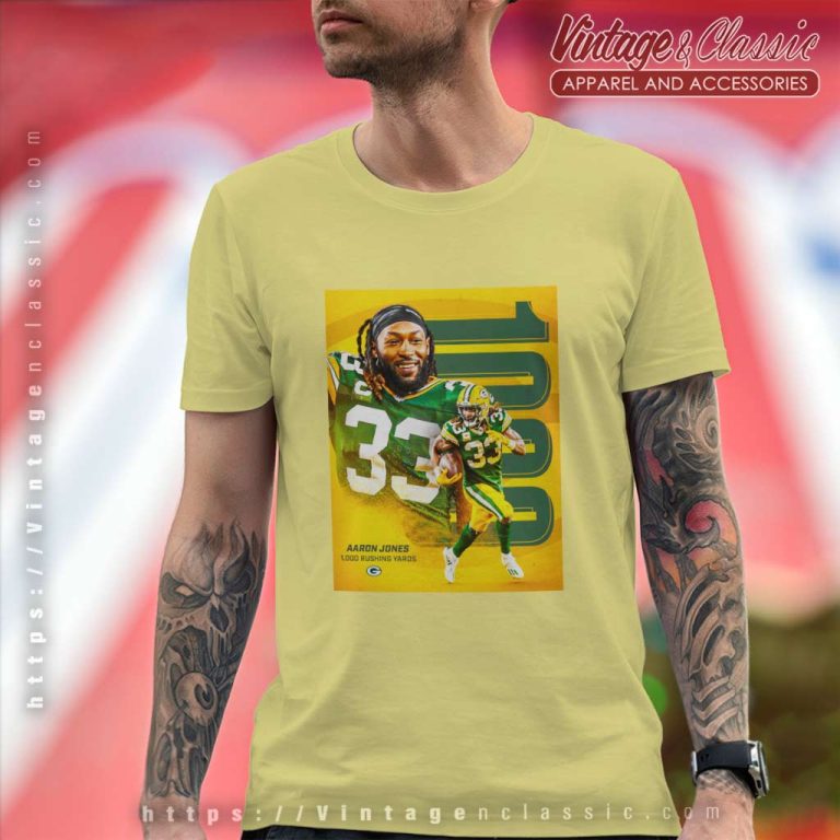 Aaron Jones 1000 Rushing Yards Green Bay Packers T Shirt Aaron Jones 1000 Rushing Yards Green Bay Packers T Shirt