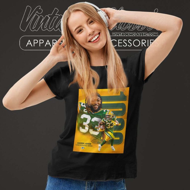 Aaron Jones 1000 Rushing Yards Green Bay Packers Women TShirt Aaron Jones 1000 Rushing Yards Green Bay Packers Women TShirt