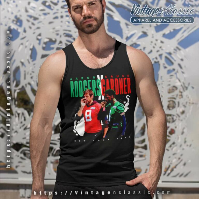 Aaron Rodgers And Sauce Gardner Handshake New York Jets Tank Top Racerback Aaron Rodgers And Sauce Gardner Handshake New York Jets Tank Top Racerback