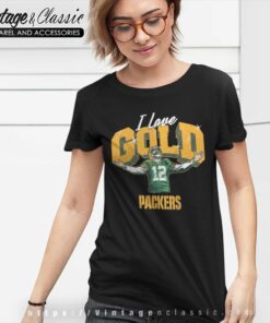 Aaron Rodgers Green Bay Packers I Love Gold Women TShirt