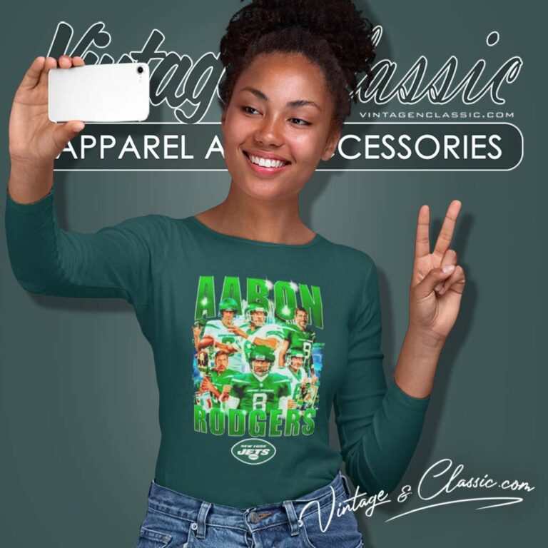 Aaron Rodgers Ny Jets Logo Green Long Sleeve Tee Aaron Rodgers Ny Jets Logo Green Long Sleeve Tee
