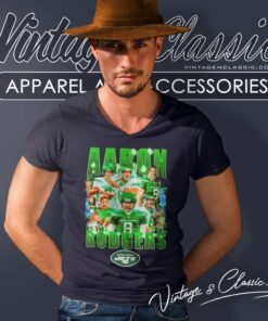 Aaron Rodgers Ny Jets Logo Green V Neck TShirt