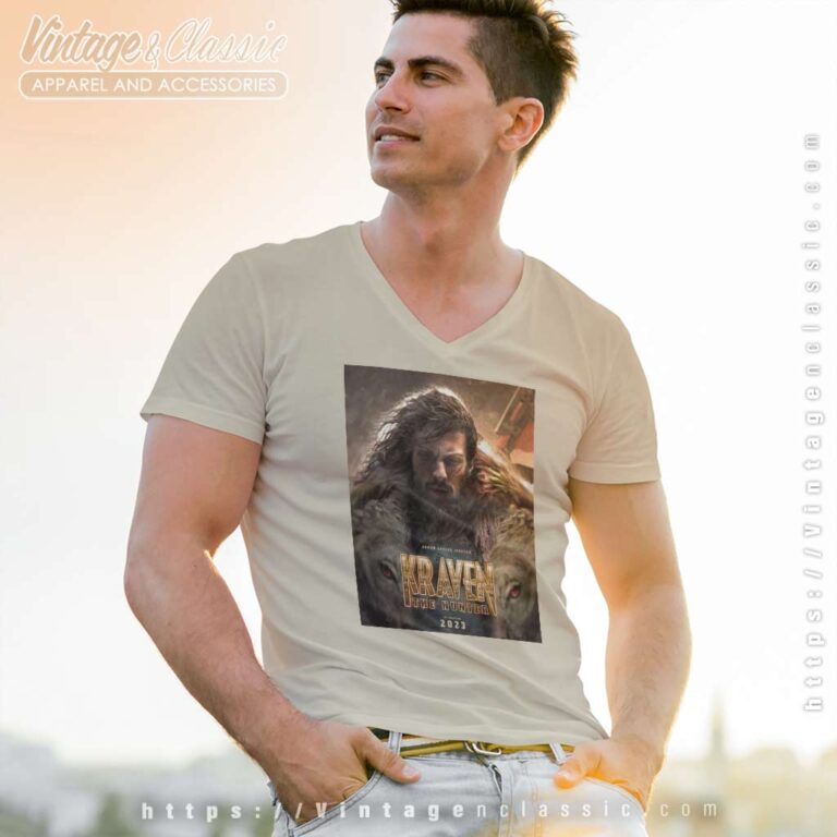 Aaron Taylor Johnson Kraven The Hunter Movie V Neck TShirt Aaron Taylor Johnson Kraven The Hunter Movie V Neck TShirt