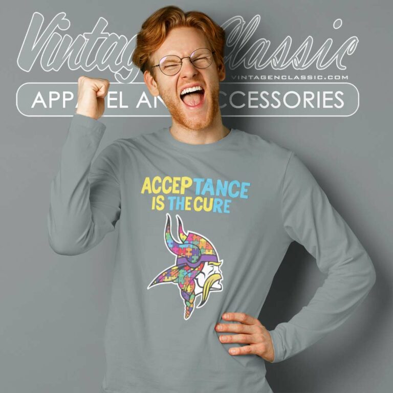 Acceptance Is The Cure Minnesota Vikings Autism Logo Long Sleeve Tee Acceptance Is The Cure Minnesota Vikings Autism Logo Long Sleeve Tee