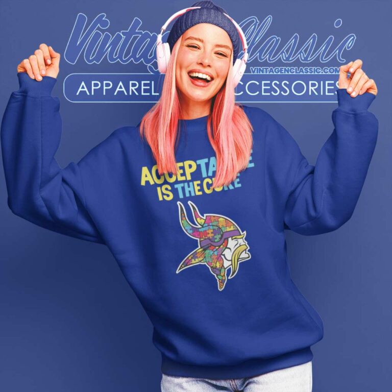 Acceptance Is The Cure Minnesota Vikings Autism Logo Sweatshirt Acceptance Is The Cure Minnesota Vikings Autism Logo Sweatshirt