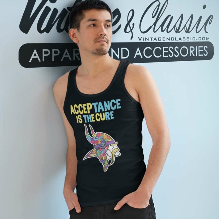 Acceptance Is The Cure Minnesota Vikings Autism Logo Tank Top Racerback Acceptance Is The Cure Minnesota Vikings Autism Logo Tank Top Racerback
