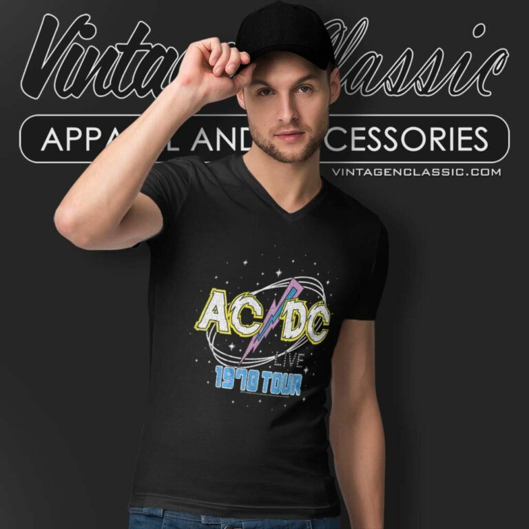 Acdc 1978 Live Tour V Neck TShirt Acdc 1978 Live Tour V Neck TShirt