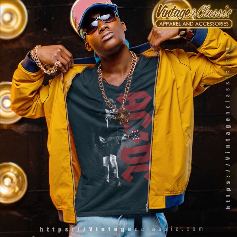 Acdc Angus Rockin V Neck TShirt 1 Acdc Angus Rockin V Neck TShirt 1