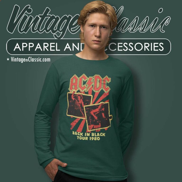 Acdc Back In Black Tour 1980 Long Sleeve Tee Acdc Back In Black Tour 1980 Long Sleeve Tee