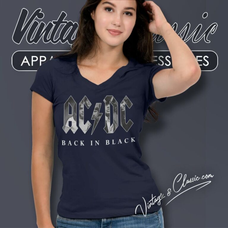 Acdc Back In Black V Neck TShirt Acdc Back In Black V Neck TShirt
