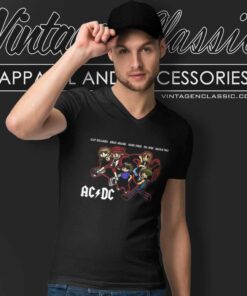 Acdc Band Members Graphic V Neck TShirt