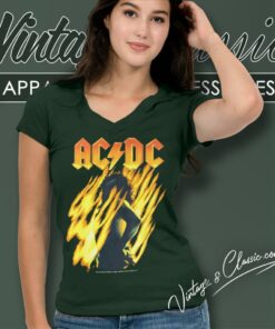 Acdc Bonfire Big Print V Neck TShirt