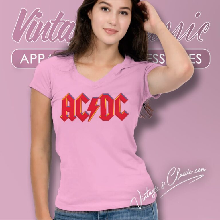 Acdc Classic Logo V Neck TShirt Acdc Classic Logo V Neck TShirt