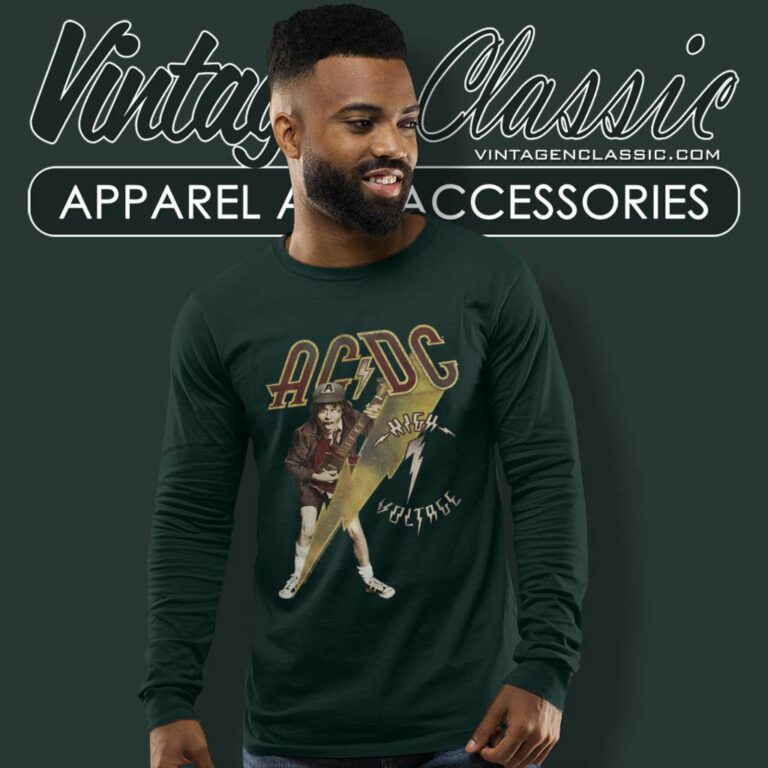 Acdc High Voltage Smoke Adult Long Sleeve Tee Acdc High Voltage Smoke Adult Long Sleeve Tee