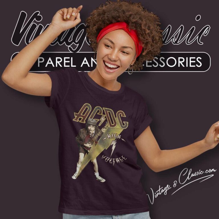 Acdc High Voltage Smoke Adult Women TShirt Acdc High Voltage Smoke Adult Women TShirt