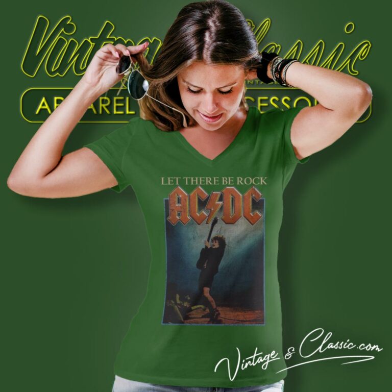 Acdc Let There Be Rock V Neck TShirt Acdc Let There Be Rock V Neck TShirt