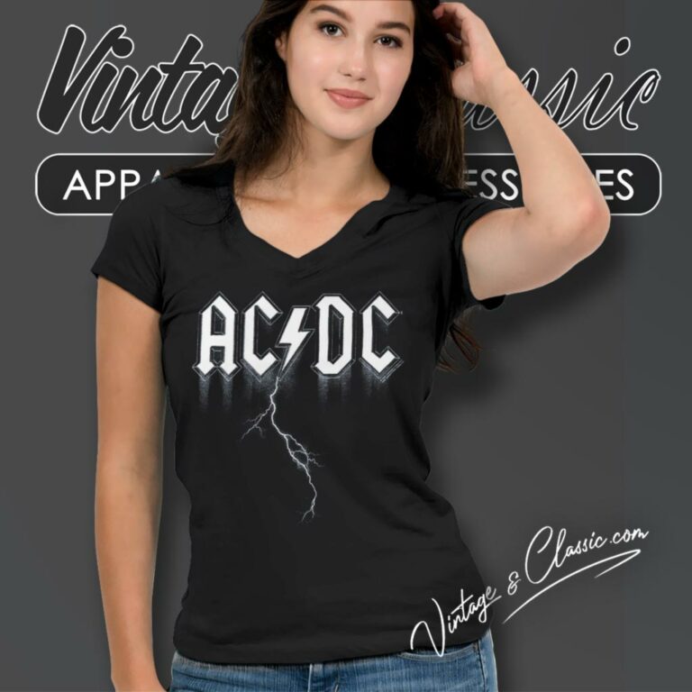 Acdc Lightning V Neck TShirt Acdc Lightning V Neck TShirt