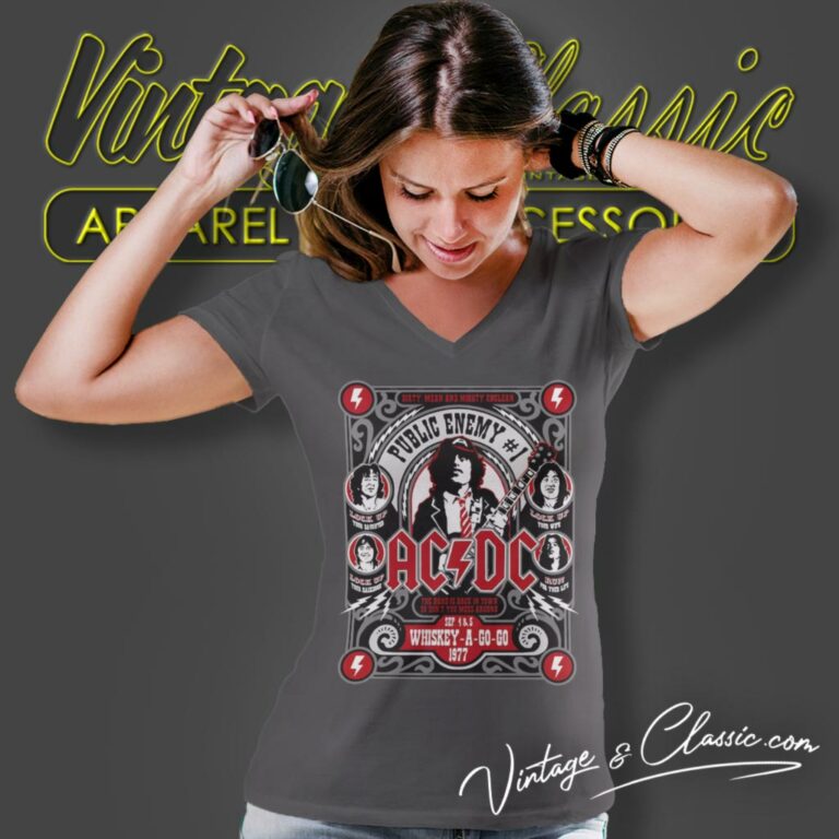 Acdc Public Enemy Number 1 V Neck TShirt Acdc Public Enemy Number 1 V Neck TShirt