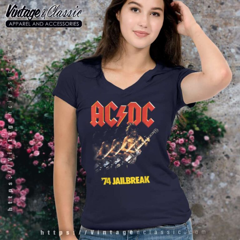 Acdc Shirt Album 74 Jailbreak V Neck TShirt Acdc Shirt Album 74 Jailbreak V Neck TShirt