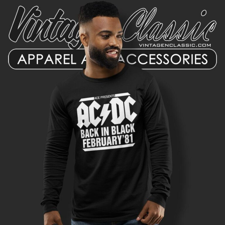 Acdc Shirt Back In Black Australian Long Sleeve Tee Acdc Shirt Back In Black Australian Long Sleeve Tee