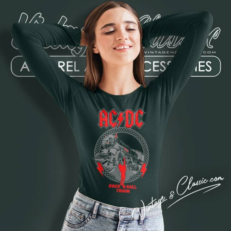 Acdc Shirt Song Rock N Roll Train 2008 Long Sleeve Tee Acdc Shirt Song Rock N Roll Train 2008 Long Sleeve Tee