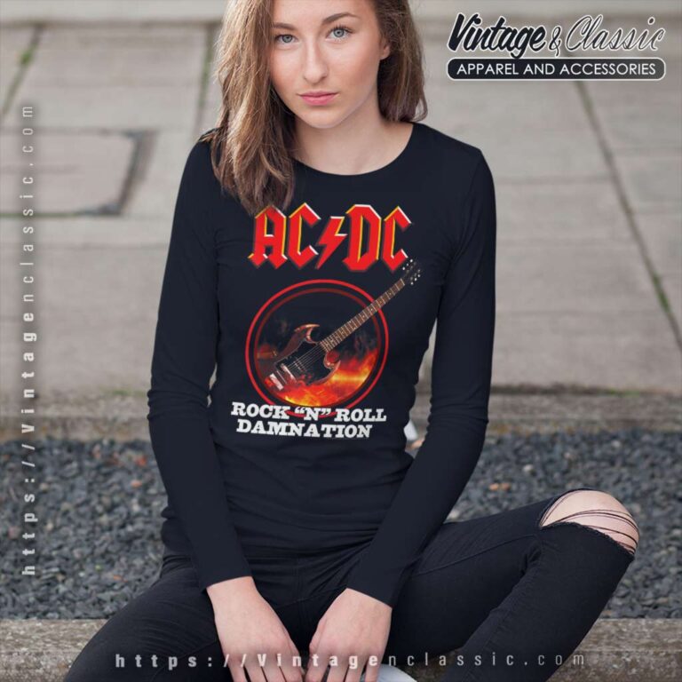 Acdc Shirt Song Rockn Roll Damnation Long Sleeve Tee Acdc Shirt Song Rockn Roll Damnation Long Sleeve Tee